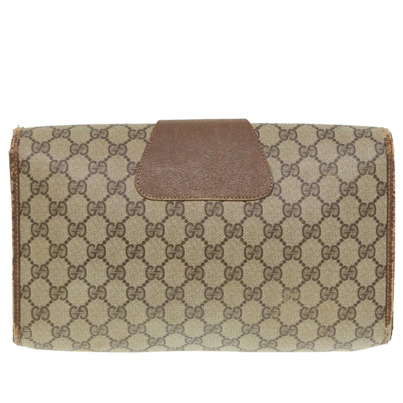 GUCCI GG Supreme Web Sherry Line Clutch Bag PVC Beige Red 89 01 031 Auth 89507 - Picture 2 of 16